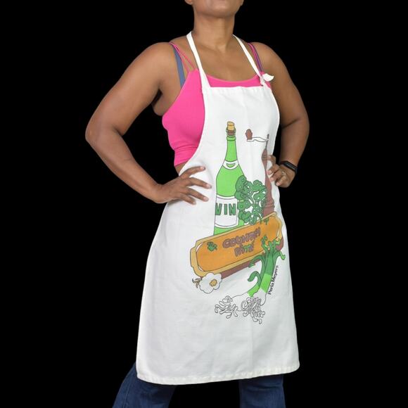Vintage Apron Perla Meyers White Food Cook Retro Textile Kitchen Chef Cooking - Picture 8 of 13